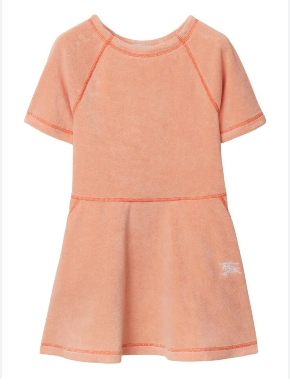 🌟 BURBERRY 🌟 GIRLS COTTON BLEND TOWELING DRESS DUSTY CORAL SZ 10Y